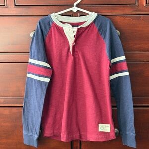 GAP Kids Burgundy and Navy Long Sleeve Henley